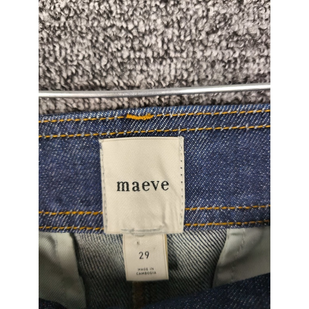 Maeve Anthropologie Colette Wide Leg Crop Jeans Scallop Trim Dark Wash 29 - Picture 3 of 9